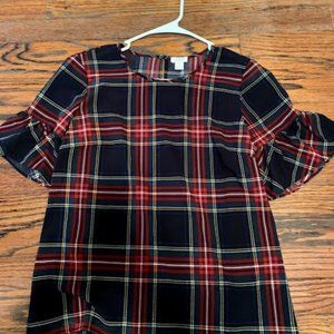J. Crew Plaid Short Sleeve Top